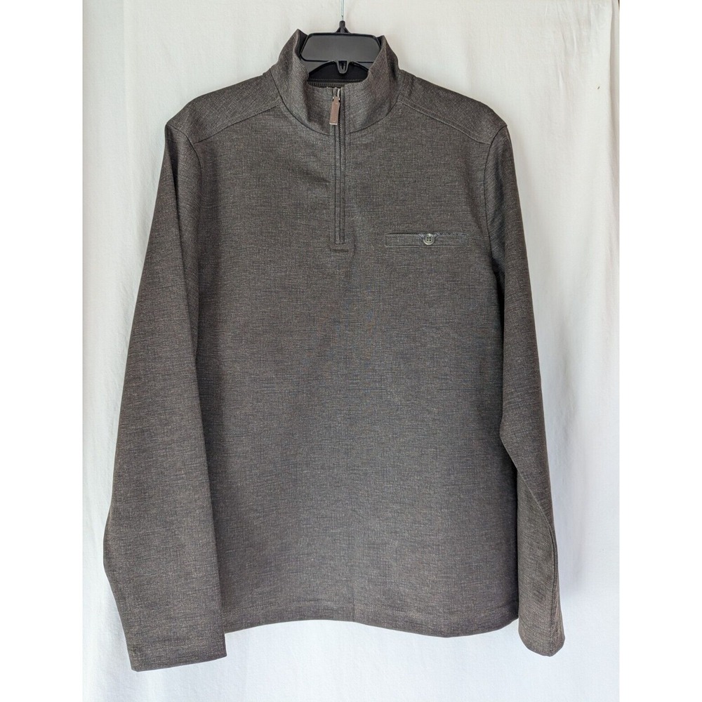 Age Of Wisdom Men M Long Sleeve Pullover Collar 1/4 Zip Brown